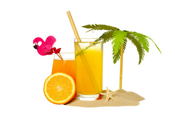 Drinks - fresh summer cocktails for refreshing, isolated on white background