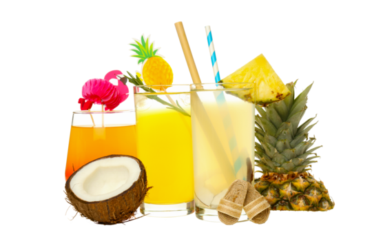 Drinks - fresh summer cocktails for refreshing, isolated on white background - Powered by Adobe