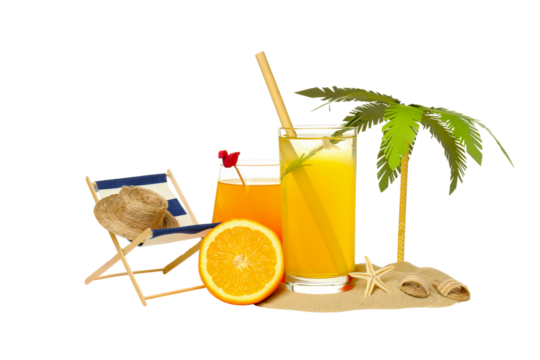 Drinks - fresh summer cocktails for refreshing, isolated on white background