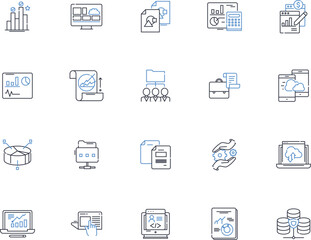 resource line icons collection. Asset, Inventory, Material, Supply, Commodity, Equipment, Tool vector and linear illustration. Raw materials,Infrastructure,Facility outline signs set