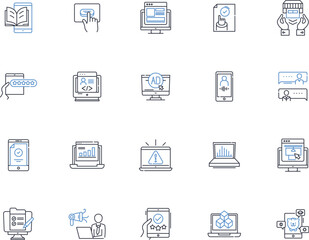 Wearable technology line icons collection. Smartwatch, Fitness, Health, Wearables, Innovations, Gadgets, Activity vector and linear illustration. Sensors,Connected,Convenience outline signs set