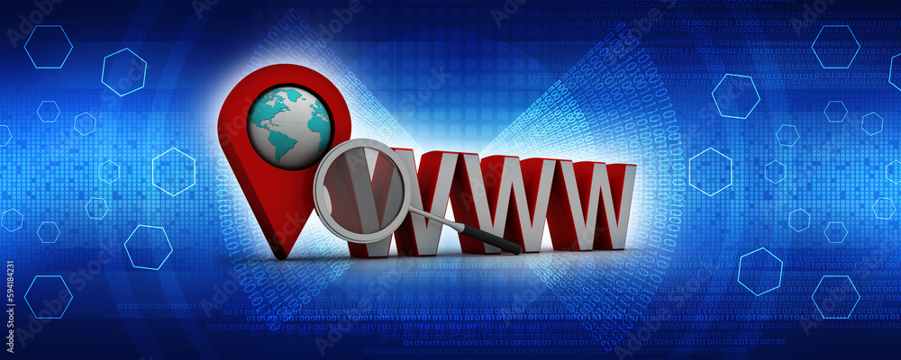 Poster 3d rendering www search with navigation sign