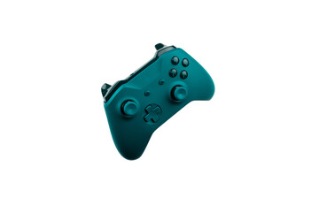 Turquoise gaming gamepad controller isolated on white background. © TropicalNinjaStudio