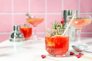 Grapefruit cocktail, alcohol or non alcoholic drink for party