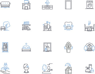 Co-habiting line icons collection. Roommates, Couple, Sharing, Living-together, Domesticity, Partnership, Housemates vector and linear illustration. Cohabitant,Co-resident,Co-dwelling outline signs