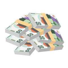 Georgian Lari Vector Illustration. Georgia money set bundle banknotes. Paper money 50 GEL. Flat style. Isolated on white background. Simple minimal design.