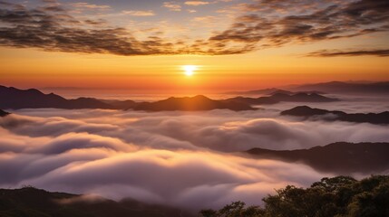 雲海と太陽の風景イメージ　Generative AI