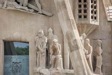 Deurstickers The statues on the Outer Facade of the Basilica of the Sagrada Familia, the Facade of Passion - Ecce Homo, Barcelona, Spain © GioRez