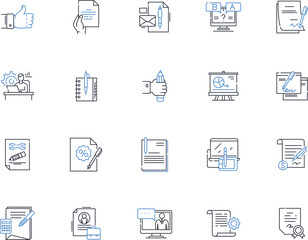 Adjusting line icons collection. Adapt, Align, Alter, Amend, Balance, Calibrate, Change vector and linear illustration. Correct,Customize,Edit outline signs set