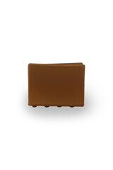 Subject shot of a brown chocolate matte hair clip made as a rectangle. The hair clip is isolated on the white background. Vogue accessory for ladies and girls.