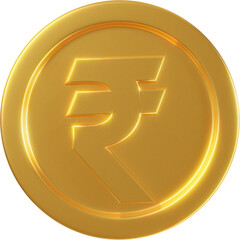 Golden rupee coin 3d render illustration