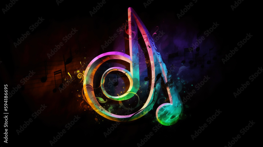 Poster Music notes on abstract background. generative ai.