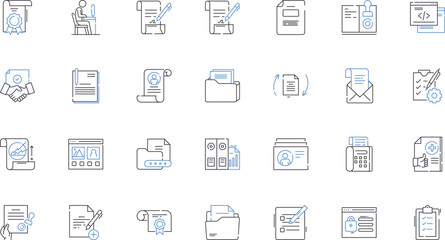 Drafting line icons collection. Blueprint, Architecture, Engineering, Design, Sketch, Scale, Model vector and linear illustration. Line,Plan,Technical outline signs set