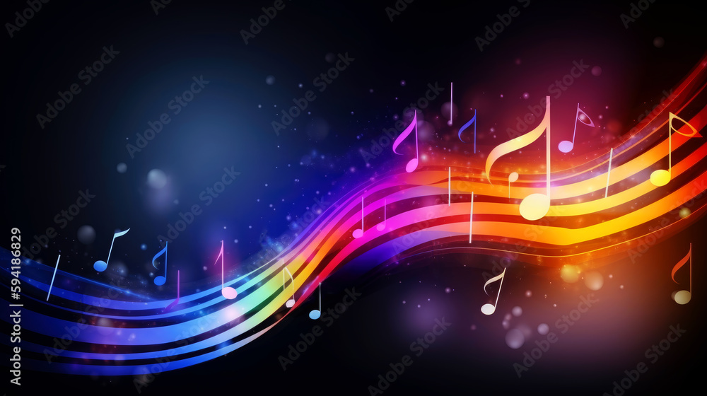 Aufkleber music notes on abstract background. generative ai.