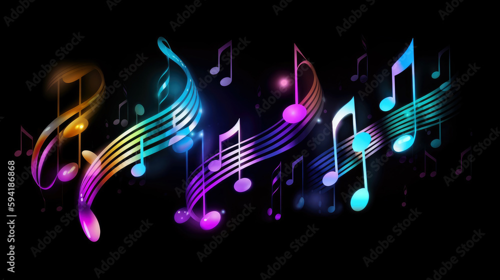 Aufkleber music notes on abstract background. generative ai.
