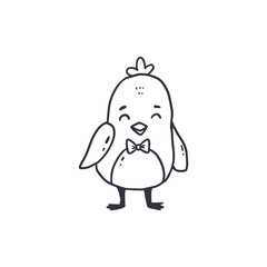 cute cartoon chick in doodle style. Easter chick.
