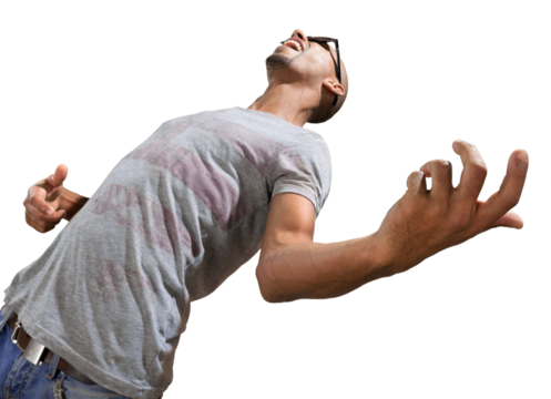 Portrait of Man Playing Air Guitar