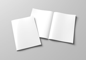 White blank A4 magazine Mockup isolated on white 3D rendering - 594188498