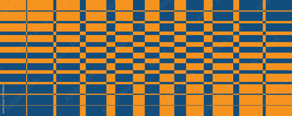 Poster abstract brown squares pattern, checkered texture on blue background, creative design element templa