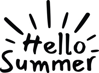 Lettering of Hello Summer with doodle sun illustration. ZIP file contains EPS, JPEG and PNG formats.