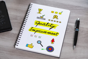 Quality improvement concept on a notepad