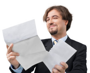 Portrait of young handsome businessman isolated on white background