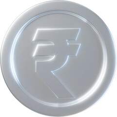 Silver rupee coin 3d render illustration