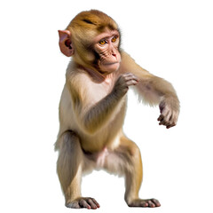 Baby Barbary Macaque Monkey Standing, Full Body. Generative AI