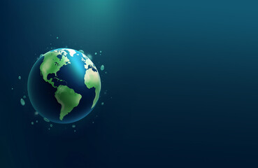 Environment day banner background, green earth conservation concept, copy space . Generative AI illustration