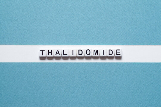 Thalidomide - word concept on cubes