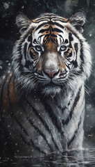 Powerful and Majestic Tiger Portrait in Oil Painting Style