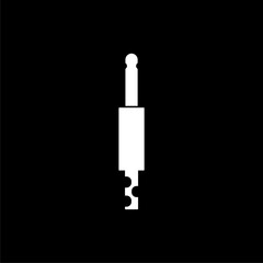 Audio cable for connection sound equipment icon isolated on black background