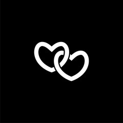 Heart icon . Simple heart , love logo isolated on black background 