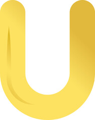 Yellow gold alphabet letter U