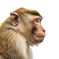 Close-up Barbary Macaque Monkey side View, Ape Portrait. Generative AI