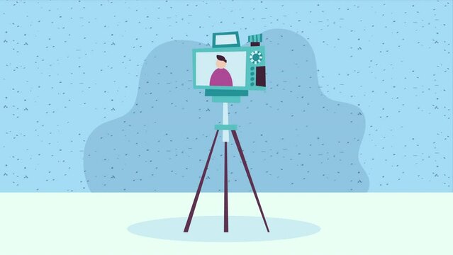 camera photographic in tripod animation