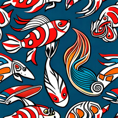 Fototapeta na wymiar A Koi fish pattern showcasing the beautiful and symbolic Japanese fish