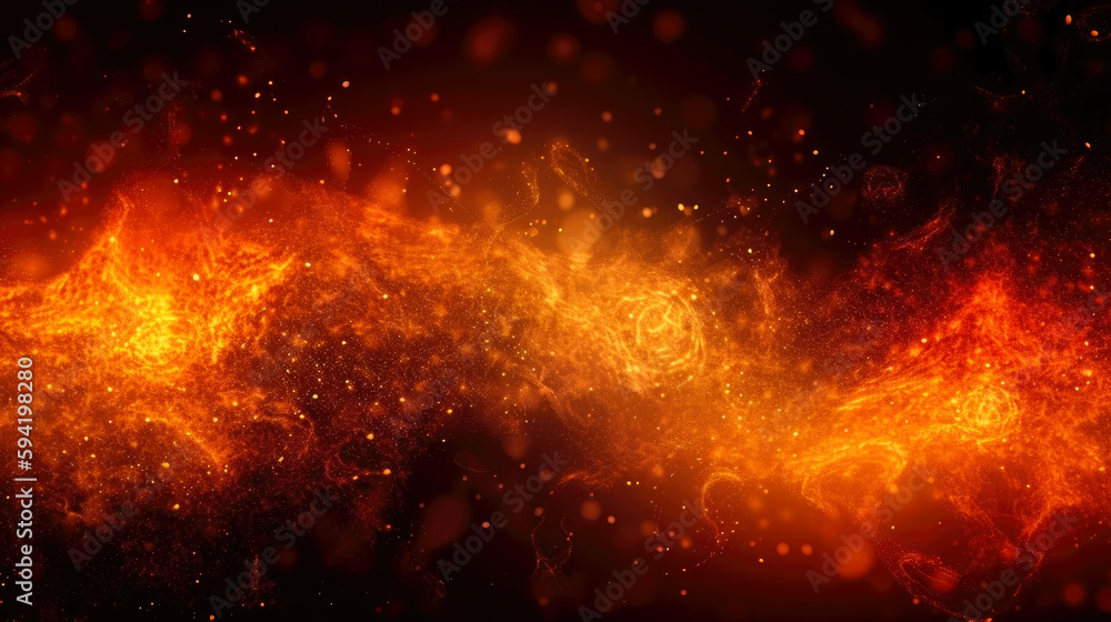 Poster beautiful fire background resembling cosmic space. generative ai.
