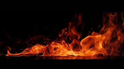 Fototapeta premium Beautiful fire background, generative ai.