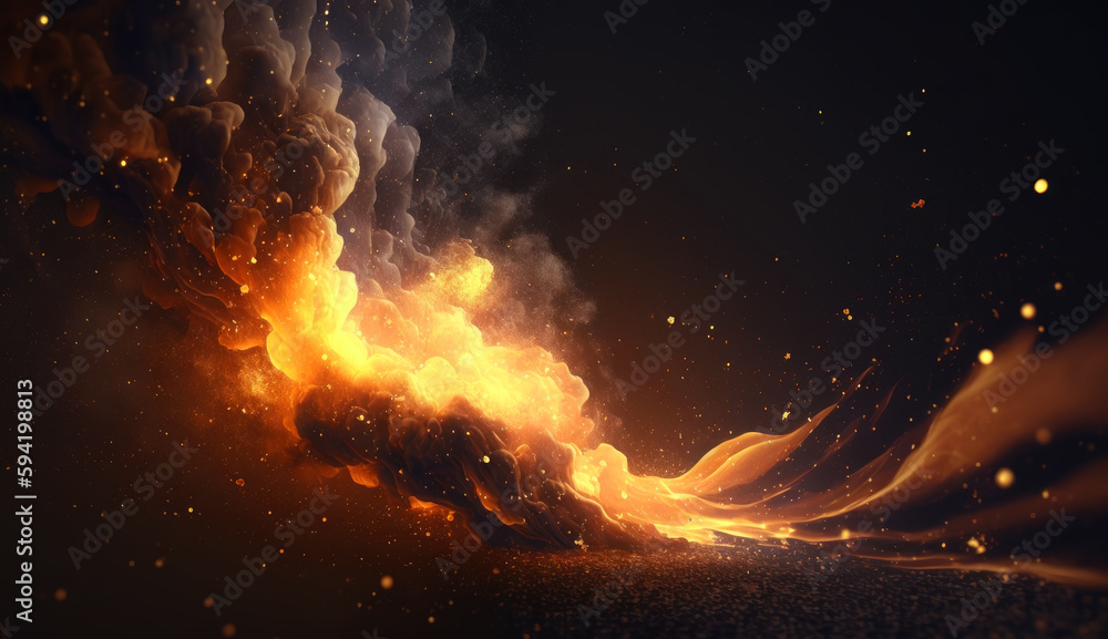 Poster beautiful fire background resembling cosmic space. generative ai.