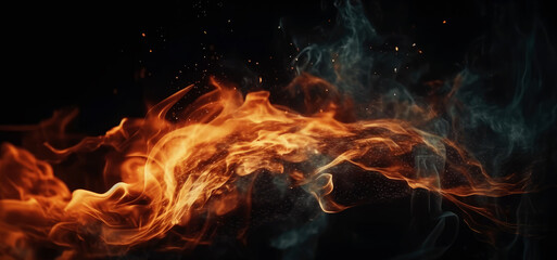 Fototapeta premium Beautiful fire background, generative ai.