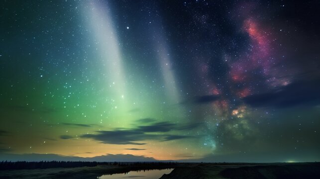 Aurora borealis in the night sky Generative AI Photography