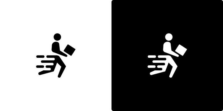 quick fast delivery man dash logo vector icon illustration