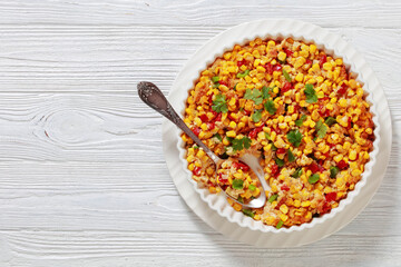 New Orleans Style Corn casserole in baking dish