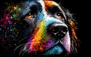 illustration of watercolor dog, abstract watercolor background, generative ai.