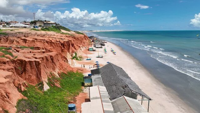 Canoa Quebrada Beach At Aracati In Ceara Brazil. Bay Coastline. Coast Travel. Vacations Landscape. Beach Cliff. Canoa Quebrada Beach At Aracati In Ceara Brazil.