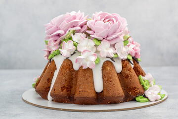 easter cake on a light background, close-up