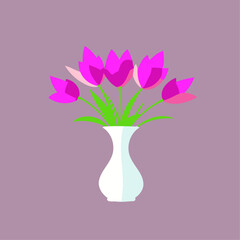 white vase with pink flowers