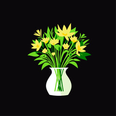 glass vase with flowers on the background