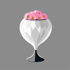 silver vase with pink flowers